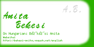 anita bekesi business card